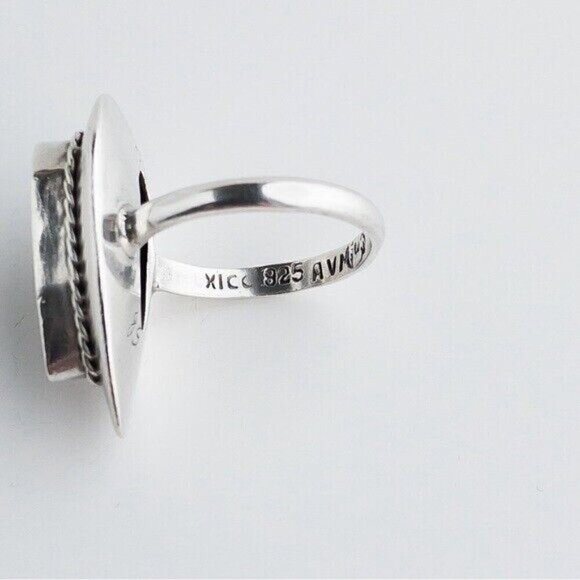 Sterling Silver Turquoise Mosaic Pear Shape Stone Ring Band Size 6.75 Mexico 925 - Picture 12 of 15